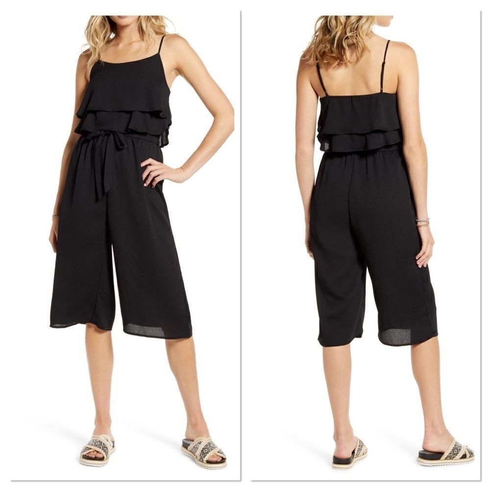 One Clothing Ruffle Sleeveless Crop Jumpsuit (H13)